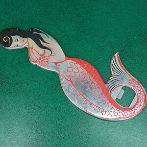 Vintage Mermaid Metal Bottle Opener Made in Italy MCM Barware
